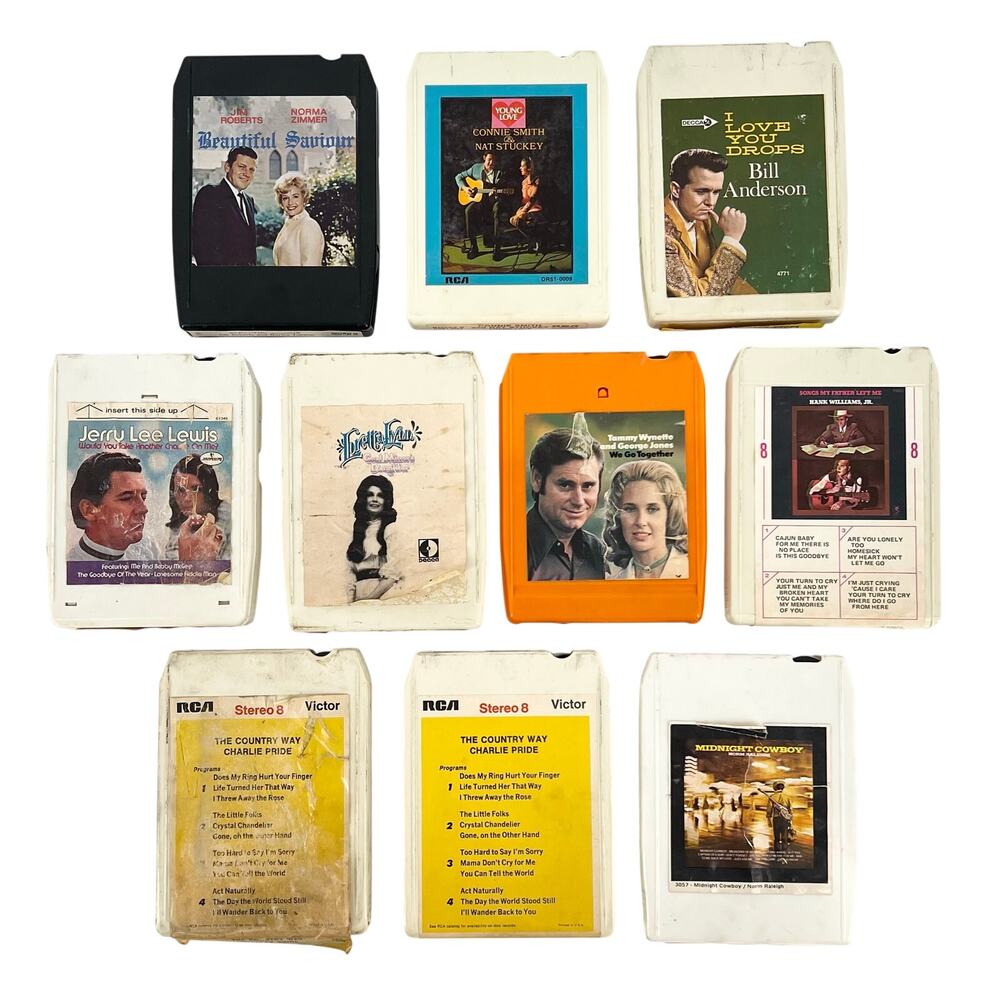 70s 8 Track Cassette Tapes Set of 10 1970s Vintage George Jones Hank Loretta